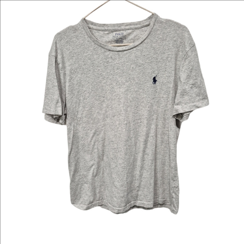 Polo by Ralph Lauren Casual V Neck Light Gray Short Sleeve Tee